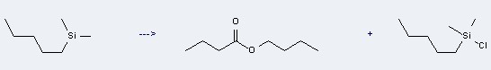 Silane,chlorodimethylpentyl- can be prepared by n-Pentyldimethylsilan at the temperature of 90 °C.